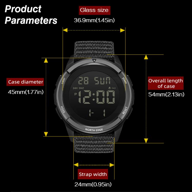 north-edge-terrax-outdoor-luminous-waterproof-men-multifunctional-nylon-strap-sports-watchblack