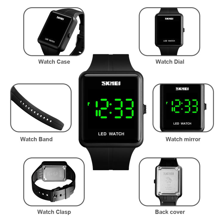 skmei-1541-fashion-led-watch-square-couple-model-waterproof-electronic-watch-silicone-watchred