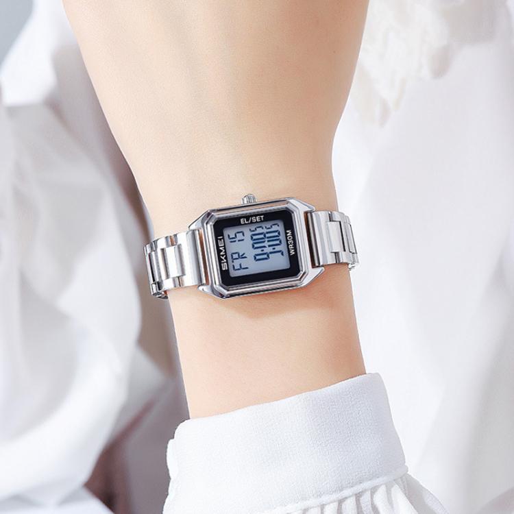 skmei-2493-small-women-electronic-watch-square-steel-strap-watch-style-silver-case-white