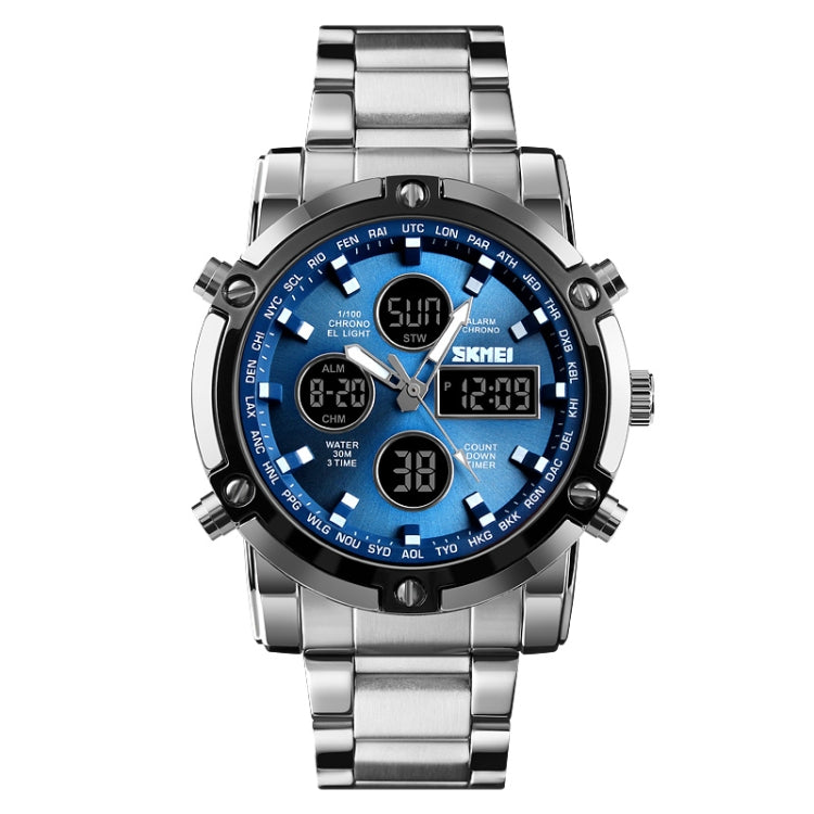 skmei-1389-multifunctional-men-business-digital-watch-30m-waterproof-large-dial-wrist-watch-with-stainless-steel-watchband-blue
