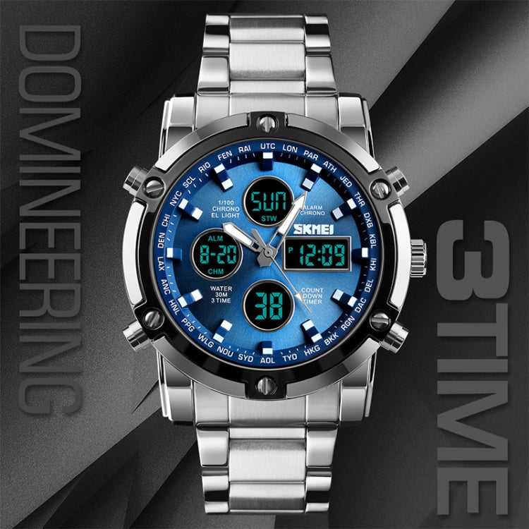 skmei-1389-multifunctional-men-business-digital-watch-30m-waterproof-large-dial-wrist-watch-with-stainless-steel-watchband-blue