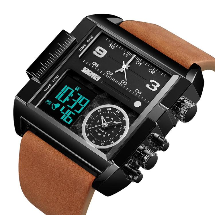 skmei-1391-multifunctional-men-business-digital-watch-30m-waterproof-square-dial-wrist-watch-with-leather-watchbandblack-brown