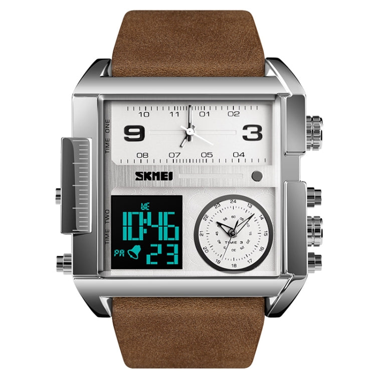 skmei-1391-multifunctional-men-business-digital-watch-30m-waterproof-square-dial-wrist-watch-with-leather-watchbandsilver-coffee